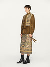 INTO THE EAST 25 Autumn/Winter Moss Green Lace-Up Silk Top/Spliced Layered Silk Skirt ITE-E1DGAW002GR20TP-LV Top